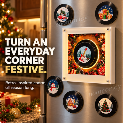 Christmas Vinyl Record Magnets – Cute Retro Holiday Fridge Decor 🎄🎶