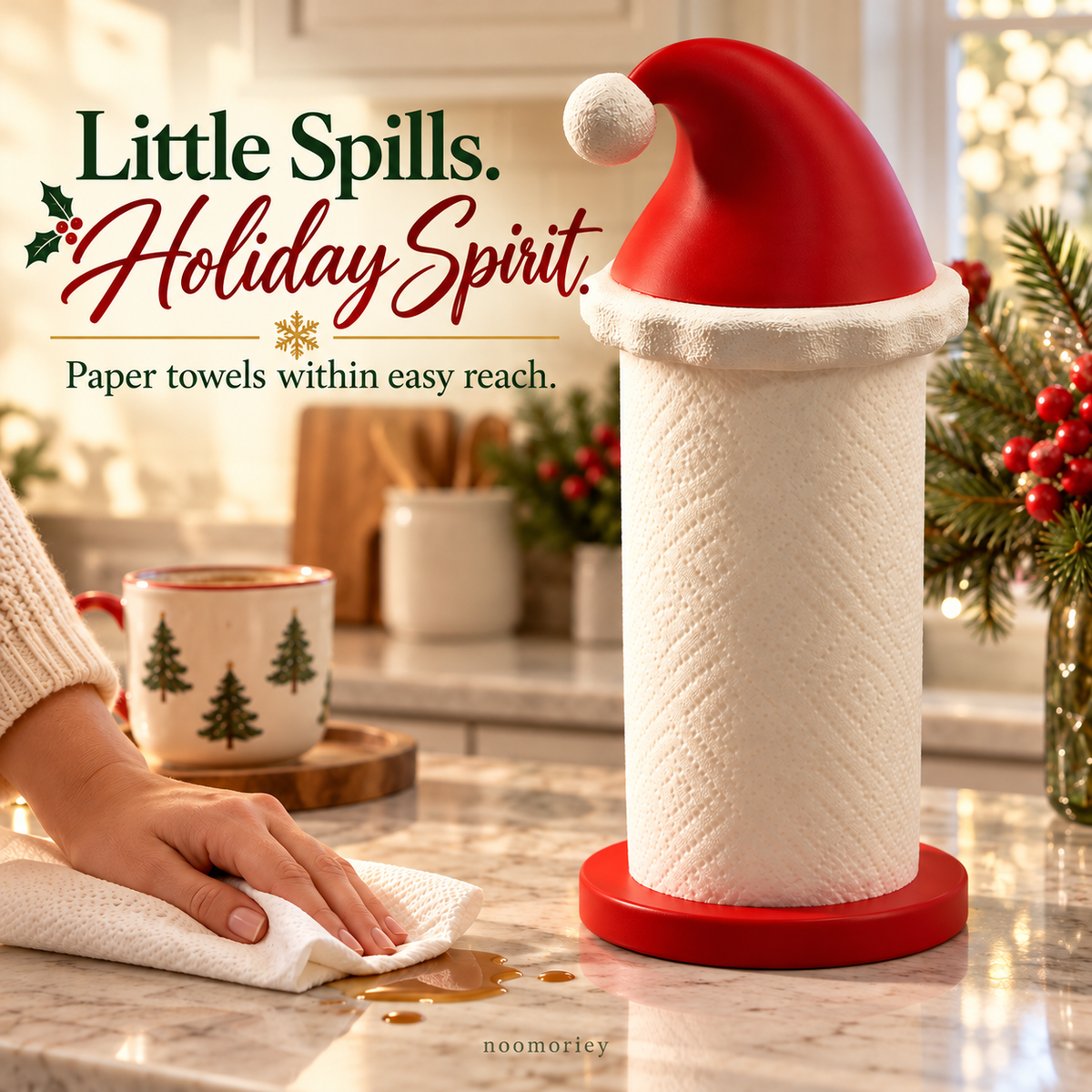 50% OFF🎅🎄 Santa Hat Paper Towel Holder – Festive Christmas Kitchen Decor ！！！🎁