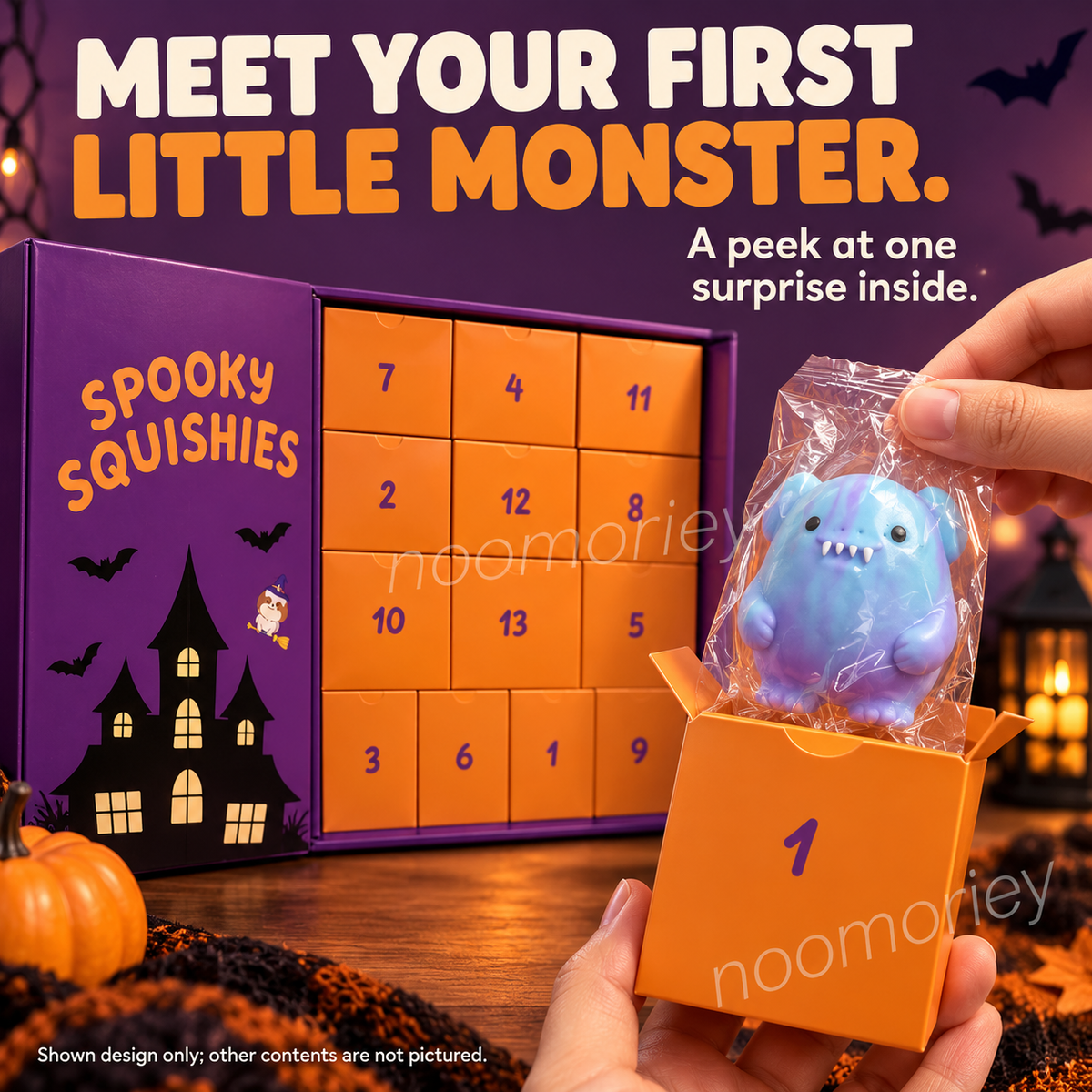 Halloween Squishy Advent Calendar, 13-Day Mystery Toy Countdown Box