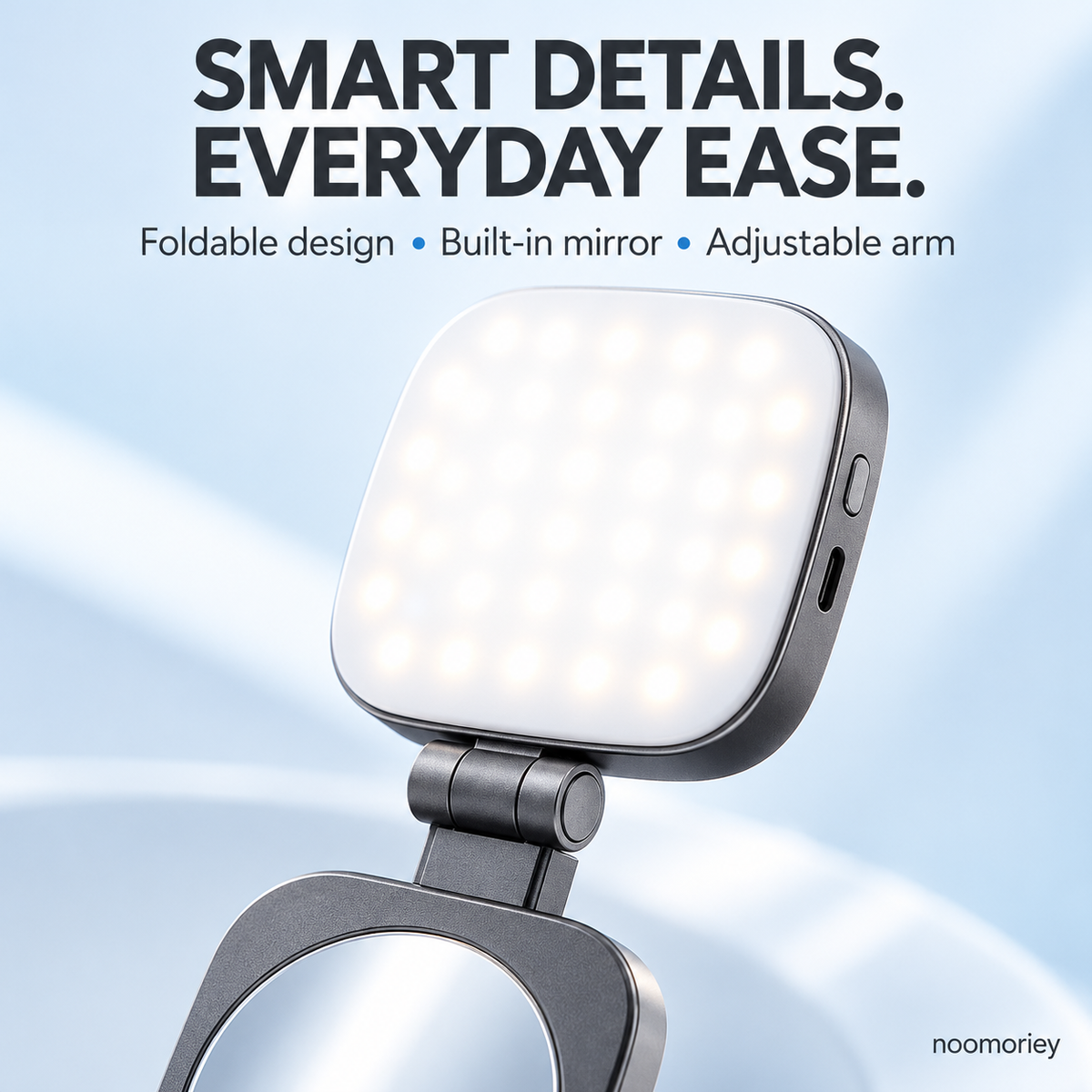 Magnetic Selfie Light with Mirror & Phone Stand