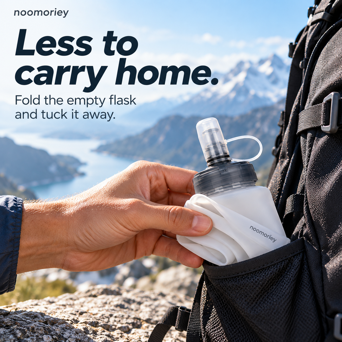 Collapsible Soft Water Bottle, Portable Squeeze Flask for Hiking, Running, Camping & Outdoor Sports