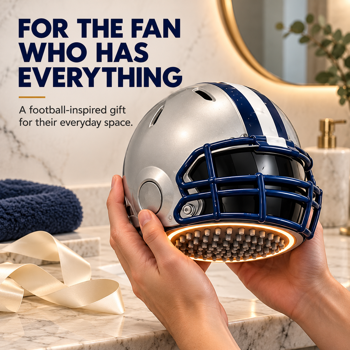 Helmet Shower Head – Rain-Style Spray with a Glowing Light Ring