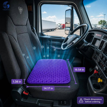 Purple Gel Seat Cushion, Firm Honeycomb Cooling Seat Pad with Non-Slip Cover, 16.54 x 14.17 x 1.38 in, Washable Cushion for Office Chair, Car Seat, Home & Summer Sitting Comfort