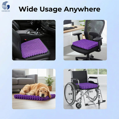 Purple Gel Seat Cushion, Firm Honeycomb Cooling Seat Pad with Non-Slip Cover, 16.54 x 14.17 x 1.38 in, Washable Cushion for Office Chair, Car Seat, Home & Summer Sitting Comfort