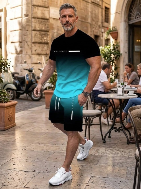 ⚡ Men's Gradient Fitness 2-Piece Set！