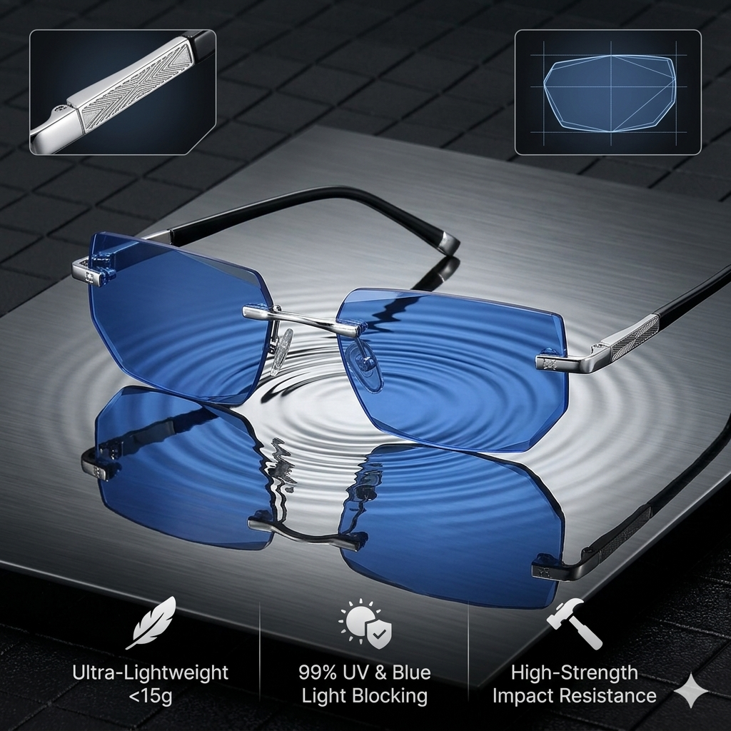 ✨ Auto-Focus Zoom Rimless Eyewear, Anti Blue Light Anti Glare Glasses Relieve Eye Strain for Screen & Outdoor