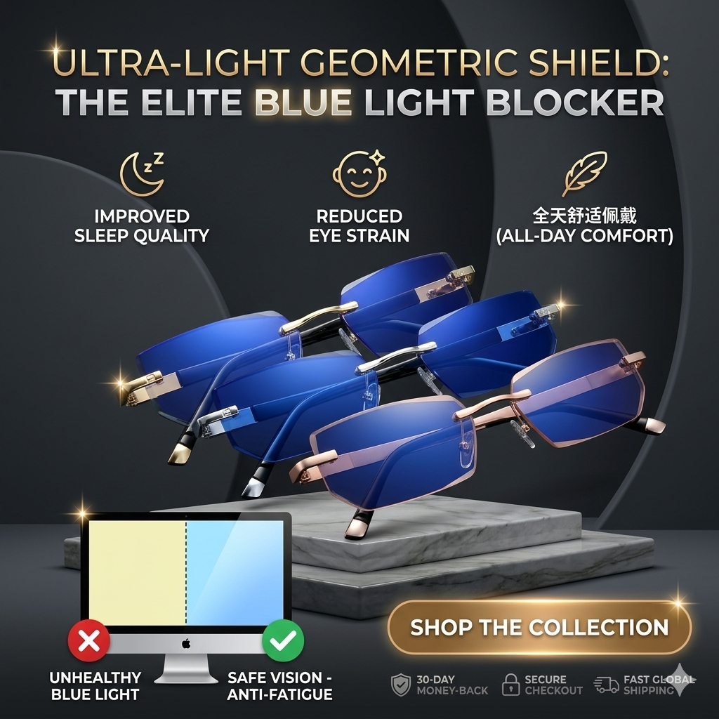✨ Auto-Focus Zoom Rimless Eyewear, Anti Blue Light Anti Glare Glasses Relieve Eye Strain for Screen & Outdoor