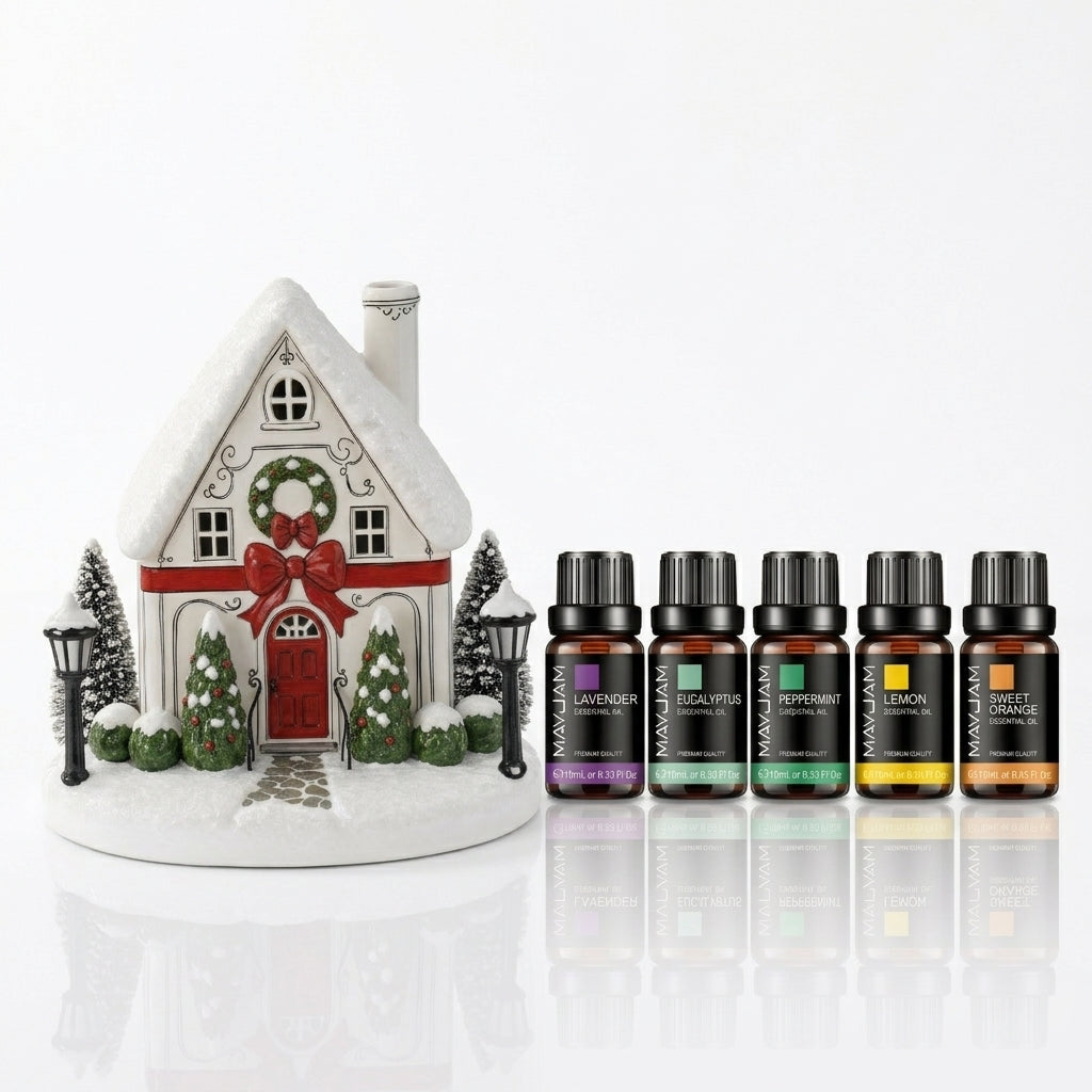 🏠 Christmas House Aroma Diffuser – Gentle Mist & Glowing Windows