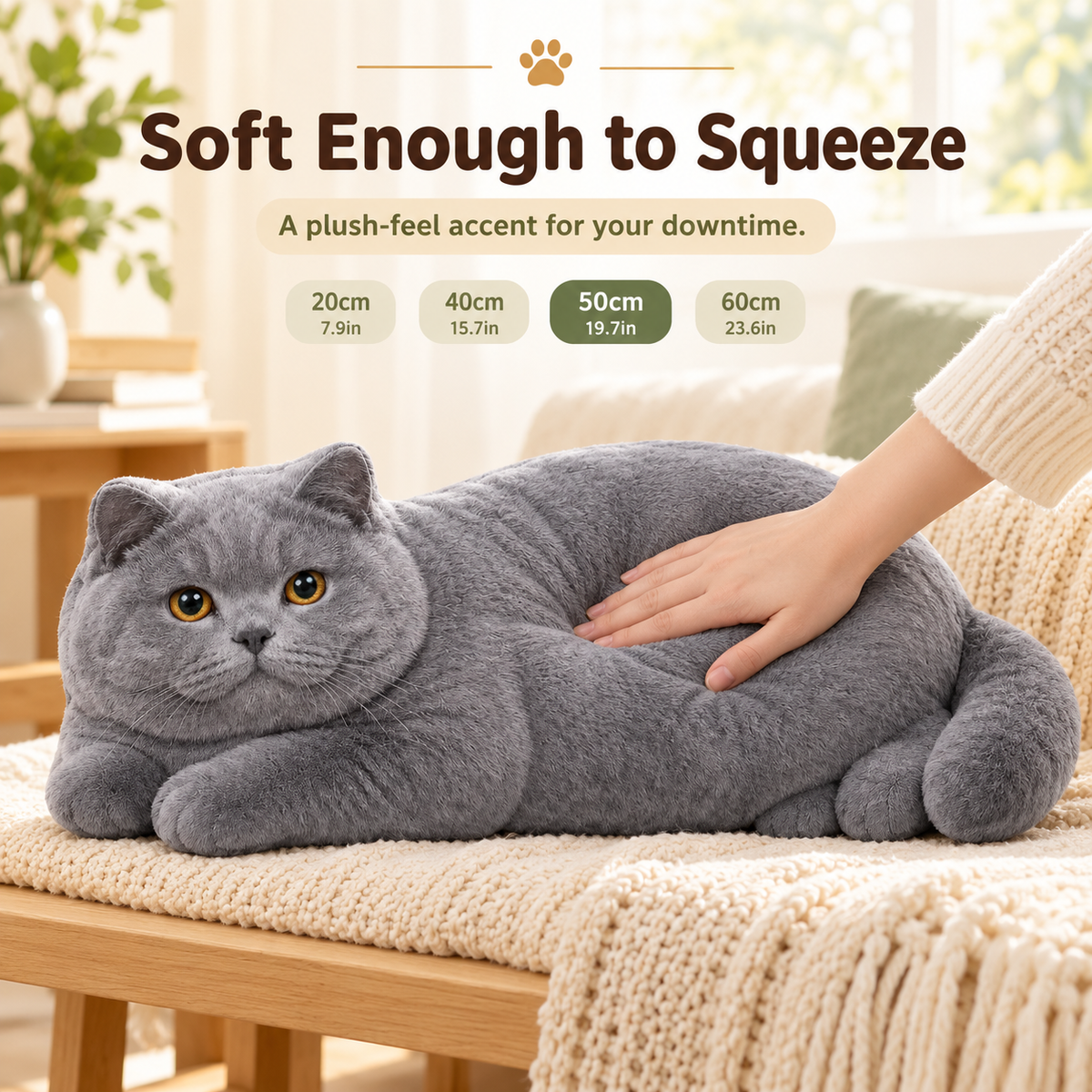 Realistic British Shorthair Cat Plush Throw Pillow