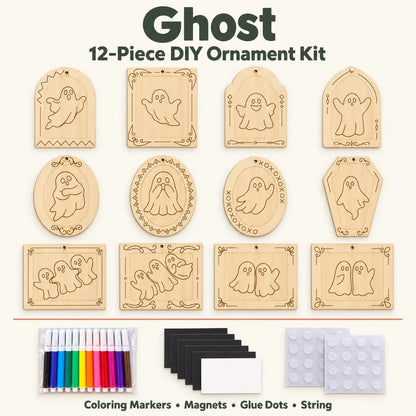 🎨 Color Your Own Holiday Ornament Kit — 12 Markers Included