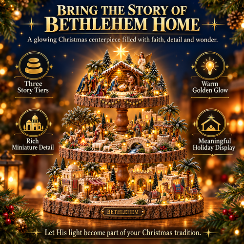 ✨ Bethlehem’s Holy Night – Lighted Nativity Village