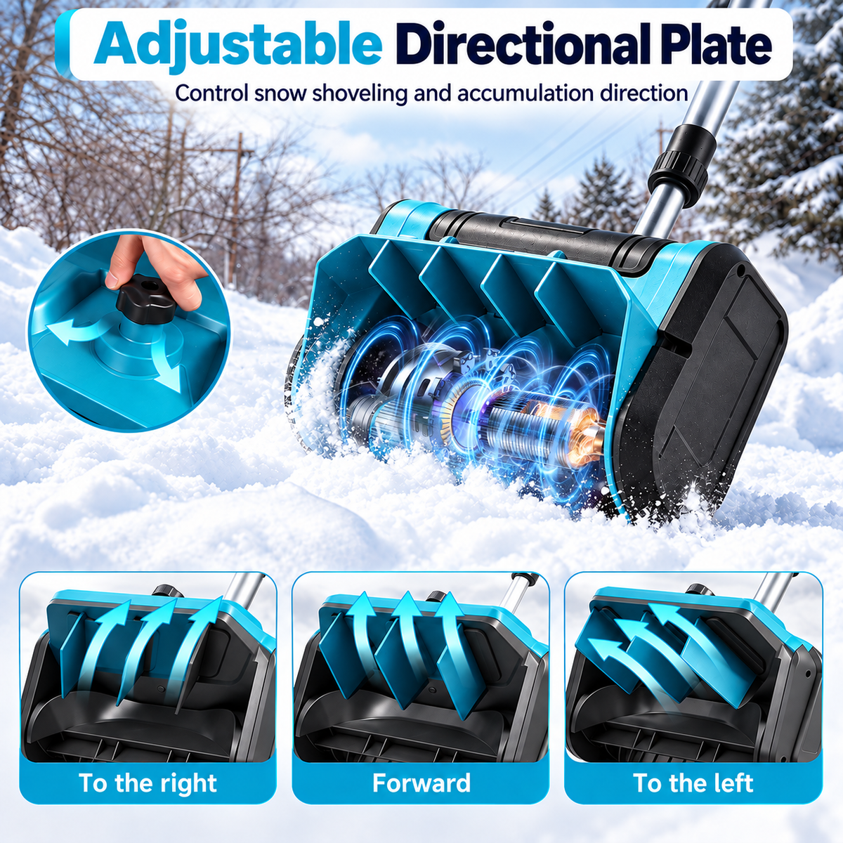52.8" Foldable Brushless Cordless Snow Shovel – 21V 18,000mAh Battery Included,Perfect for Walkways & Patios