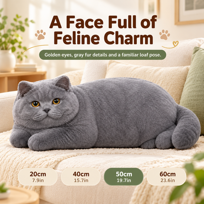 Realistic British Shorthair Cat Plush Throw Pillow