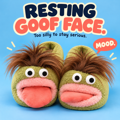 🤪 Funny Face Plush Slippers – Wild Hair, Googly Eyes & Cozy Indoor Fun 🎁