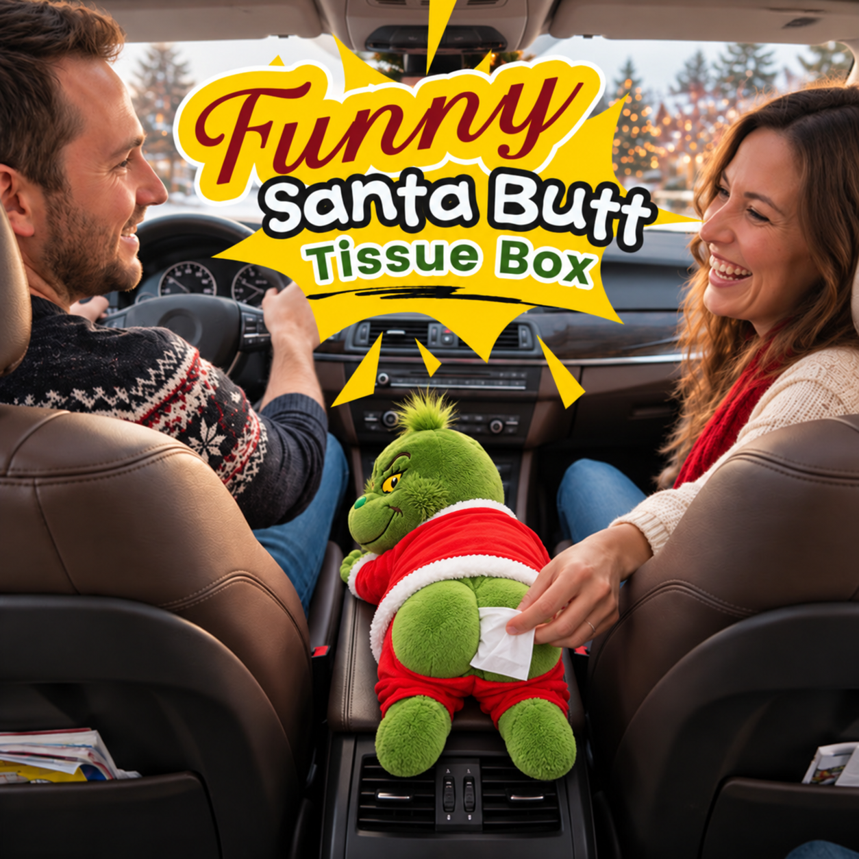 Green holiday character option of the funny Christmas tissue holder