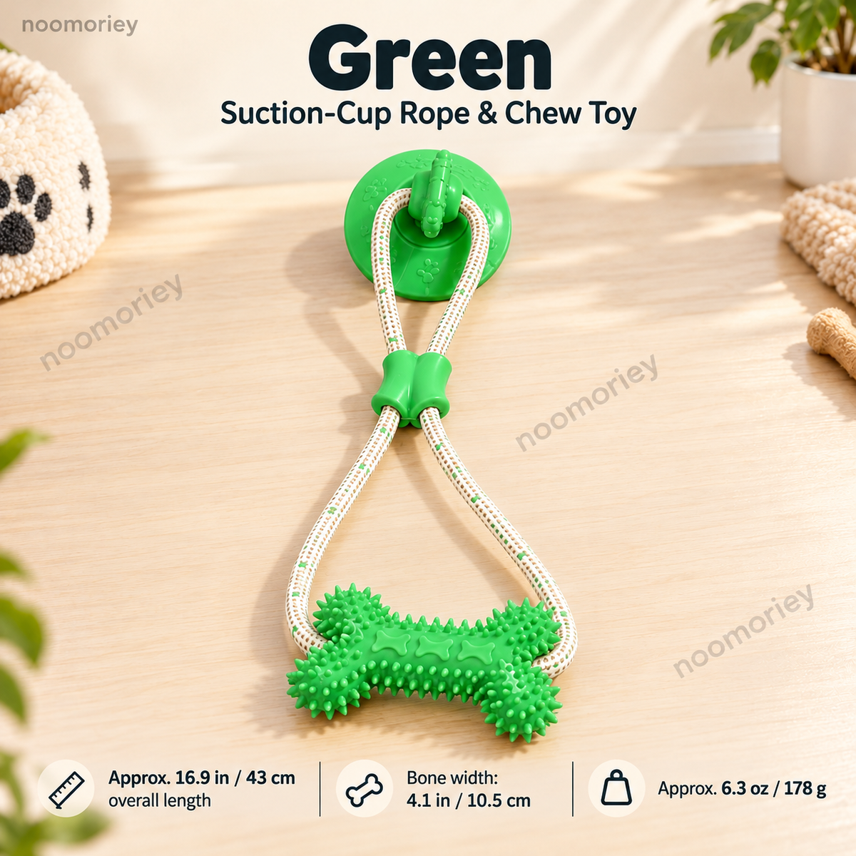 Interactive Suction Cup Dog Tug Toy – Braided Rope Chew Toy with Textured Bite Grip for Indoor Play