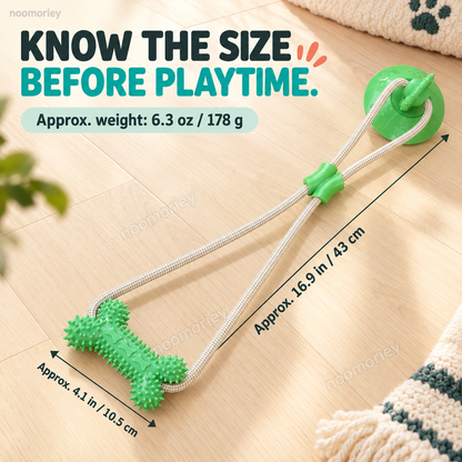 Interactive Suction Cup Dog Tug Toy – Braided Rope Chew Toy with Textured Bite Grip for Indoor Play