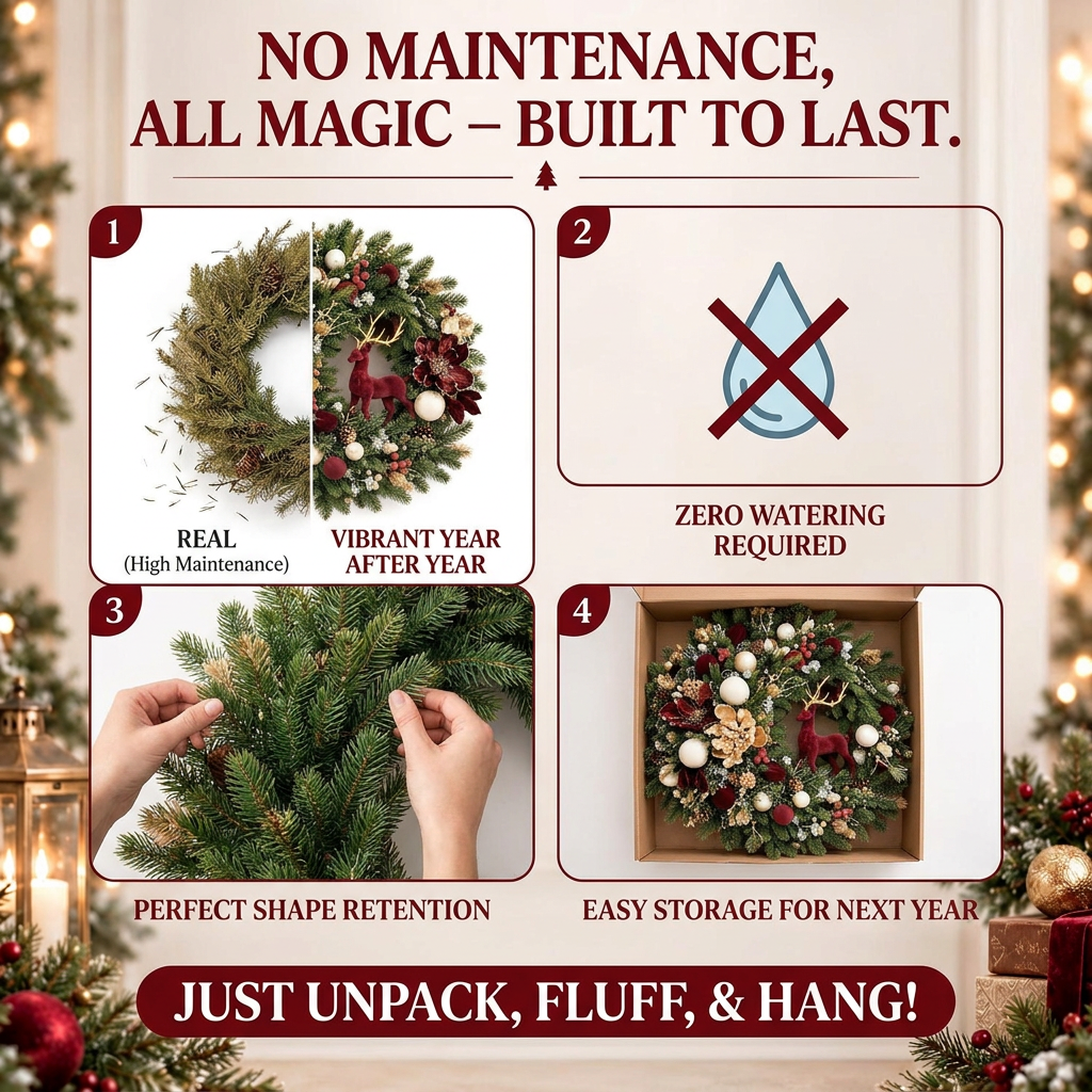 🦌 Vintage Forest Christmas Wreath – A Storybook Holiday Welcome