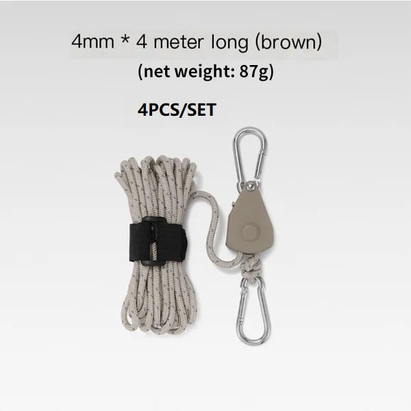 🔥Portable Adjustable Fix Tent High Strength Fast Release Pulley Camping Rope