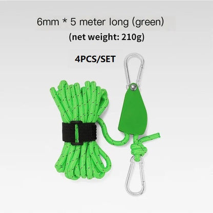 🔥Portable Adjustable Fix Tent High Strength Fast Release Pulley Camping Rope