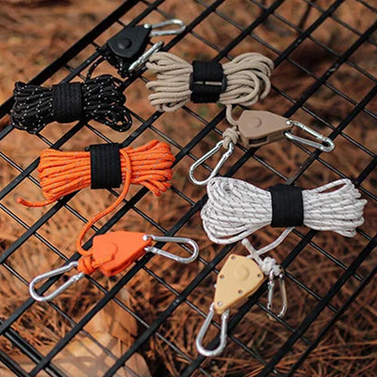 🔥Portable Adjustable Fix Tent High Strength Fast Release Pulley Camping Rope