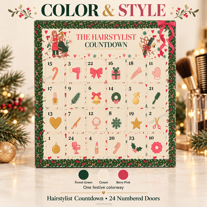 Christmas Advent Calendar for Hair Stylists, 24 Days of Beauty Salon Surprises, Hairstylist Christmas Gift, Hairdresser Gift Set, Festive Salon Decor