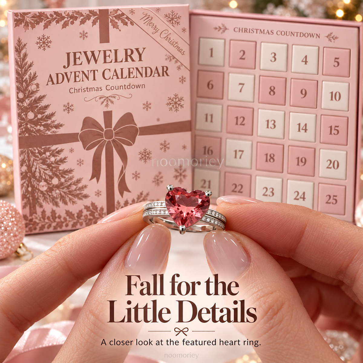 2026 Christmas Jewelry Advent Calendar, Pink Holiday Gift Box, Christmas Countdown Gift Set for Women and Teen Girls.