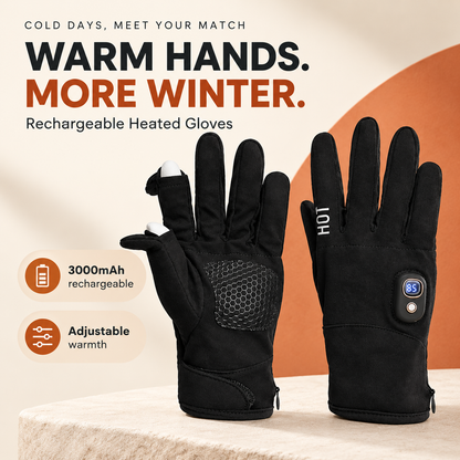 Rechargeable heated gloves with adjustable warmth and a 3000mAh battery