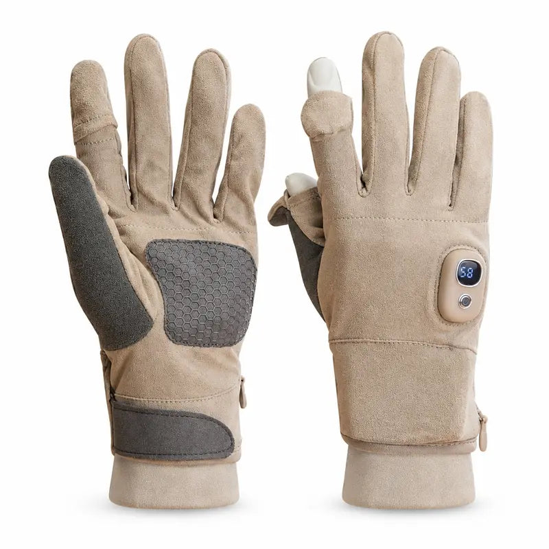 Khaki heated gloves, one size