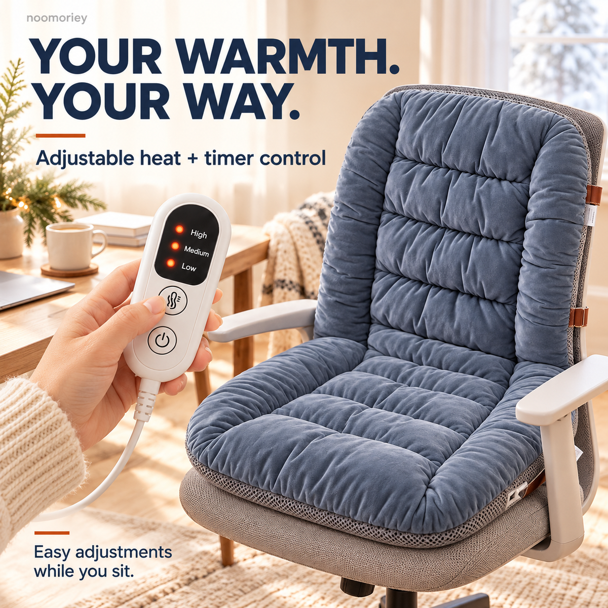 🔥 Cozy Heated Chair Cushion – Plush Seat & Back Warmer with Adjustable Heat & Timer！！！