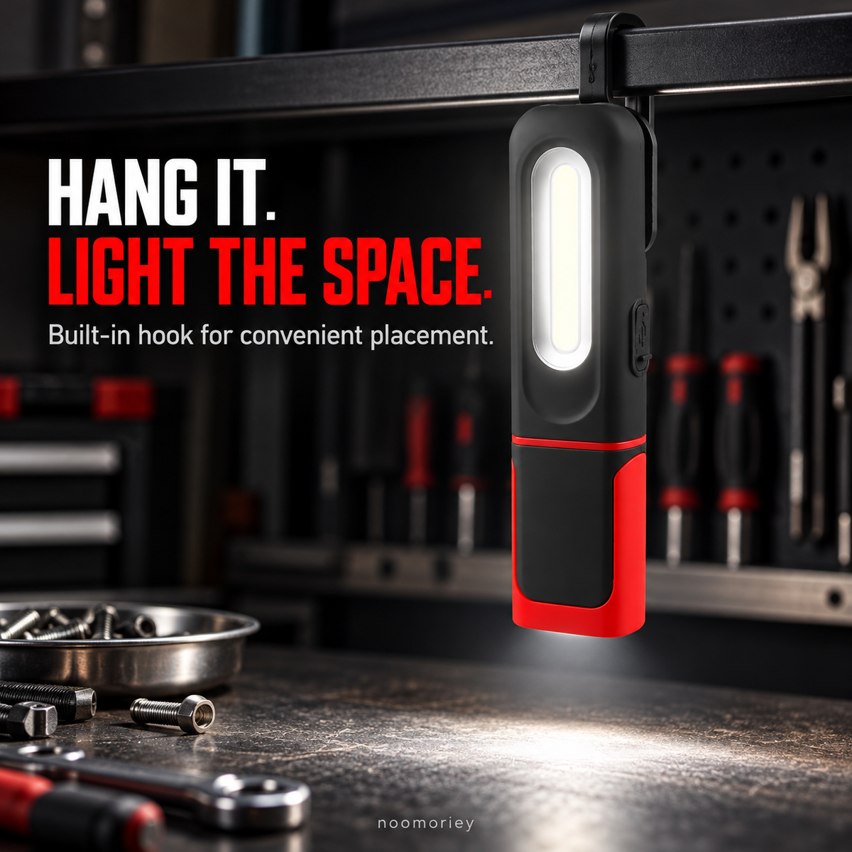 🔦 Rechargeable COB Work Light – USB-C Portable Inspection Lamp with Hanging Hook 🛠️