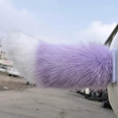 Fluffy Faux Fox Tail Car Ornament, Vehicle Rear Bumper Plush Tail Decor, Cute Auto Exterior Accessory for Car Styling