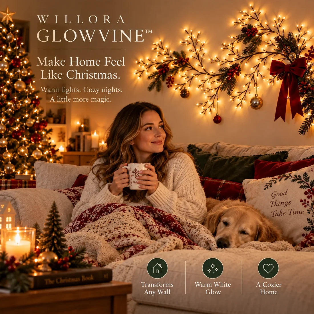 🎄 50% OFF Christmas Glow Vine Lights ✨ Flexible Wall Decor To Create Your Own Holiday Magic