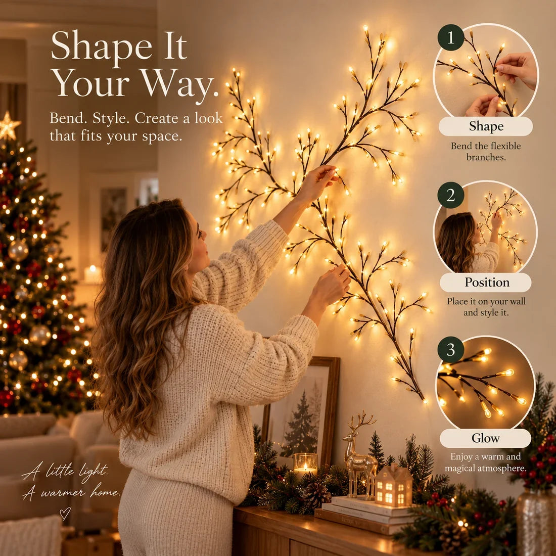 🎄 50% OFF Christmas Glow Vine Lights ✨ Flexible Wall Decor To Create Your Own Holiday Magic