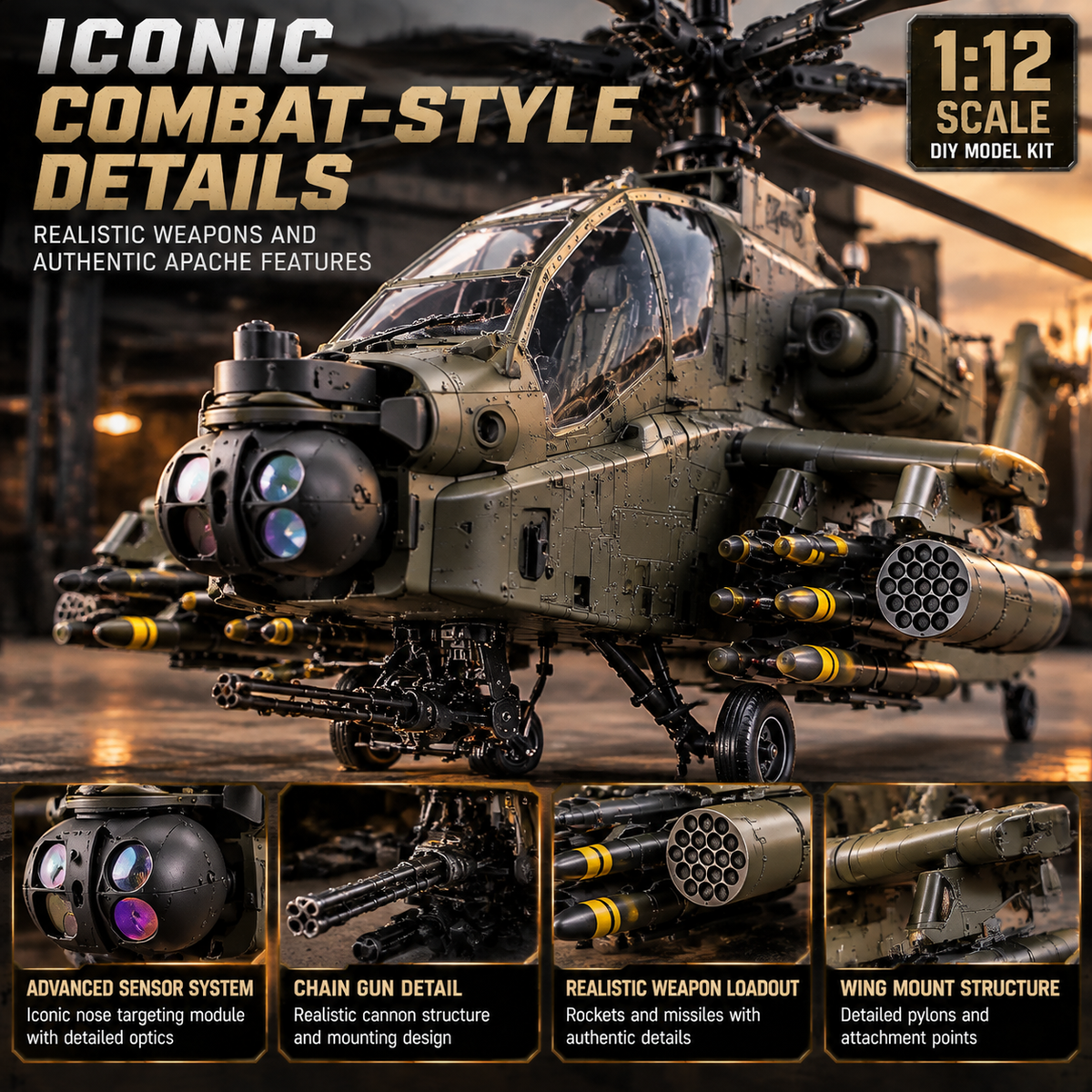 Apache Attack Helicopter Model Kit – Build Your Own Military Aviation Legend