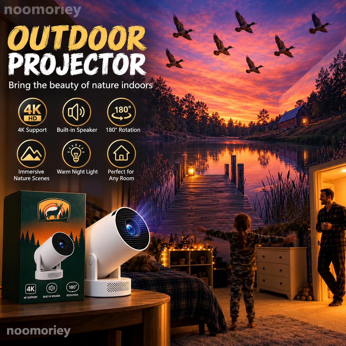🏕️ Wildscape™ Nature Projector – Transform Any Room Into A Magical Outdoor Escape