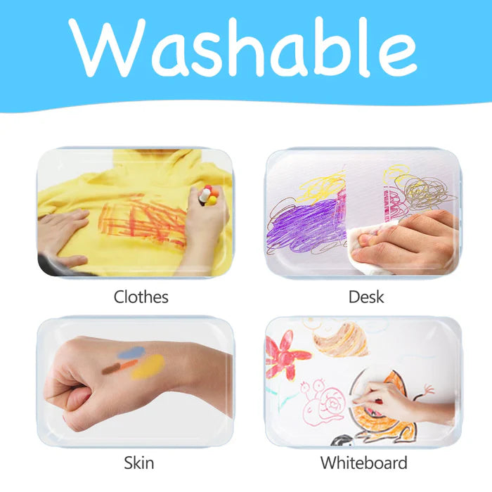 BabyRoo Silky Washable Crayons 🎨🖍️✨ – Safe, Smooth & Easy to Clean!
