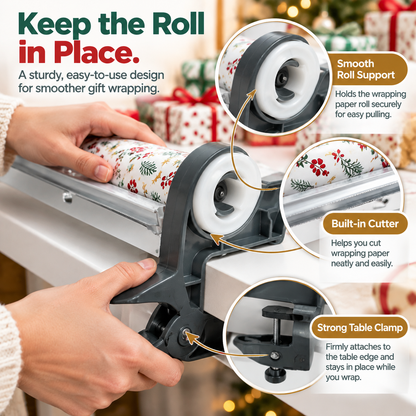 🎁 2PCS Tabletop Wrapping Paper Holder & Cutter – Easy Gift Wrapping Station for Christmas & Birthdays