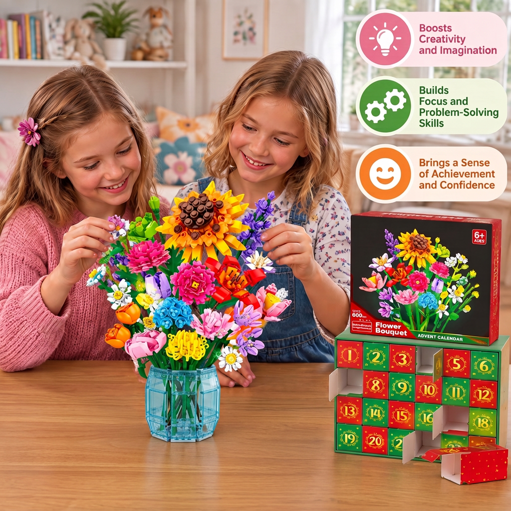 Christmas Building Block Flower Bouquet Calendar