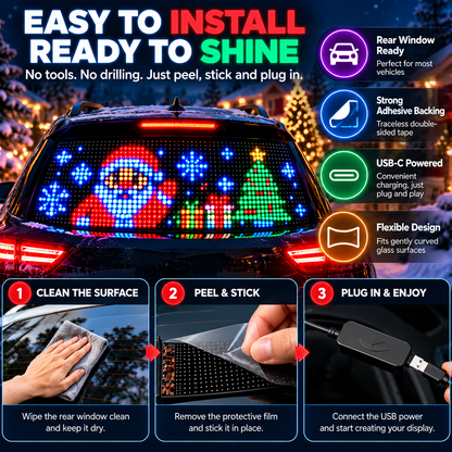 🚗🎄 Smart LED Pixel Car Display — App-Controlled Custom Text, Colors & Animations