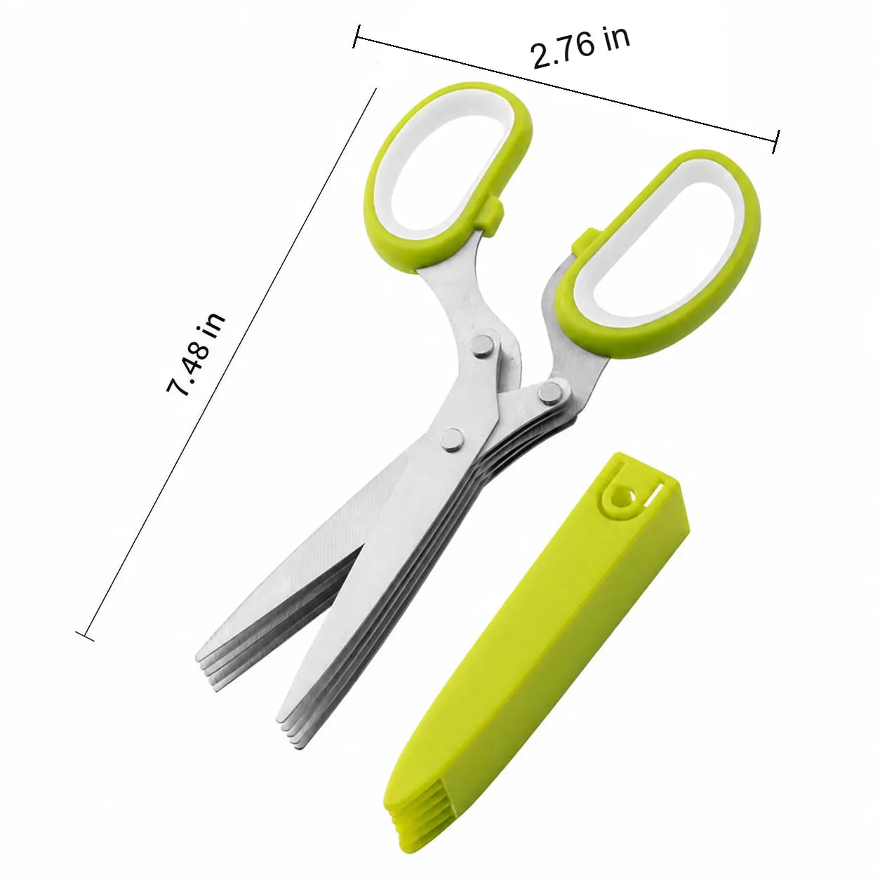 Stainless Steel 5 Blades Scallion Cutter Scissors, Multi-Layer Sharp Kitchen Herb Shears for Chopping Chives Cilantro Seaweed Chili, Safe PP Handle Easy Clean Multipurpose Food Cutting Scissors for Home Cooking