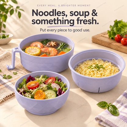 🍜Ramen Bowl Set, 1/2 Counts Microwave Safe Instant Noodle Bowl & Tableware Kit, Durable Matching Lunch Box For Student and Office Workers