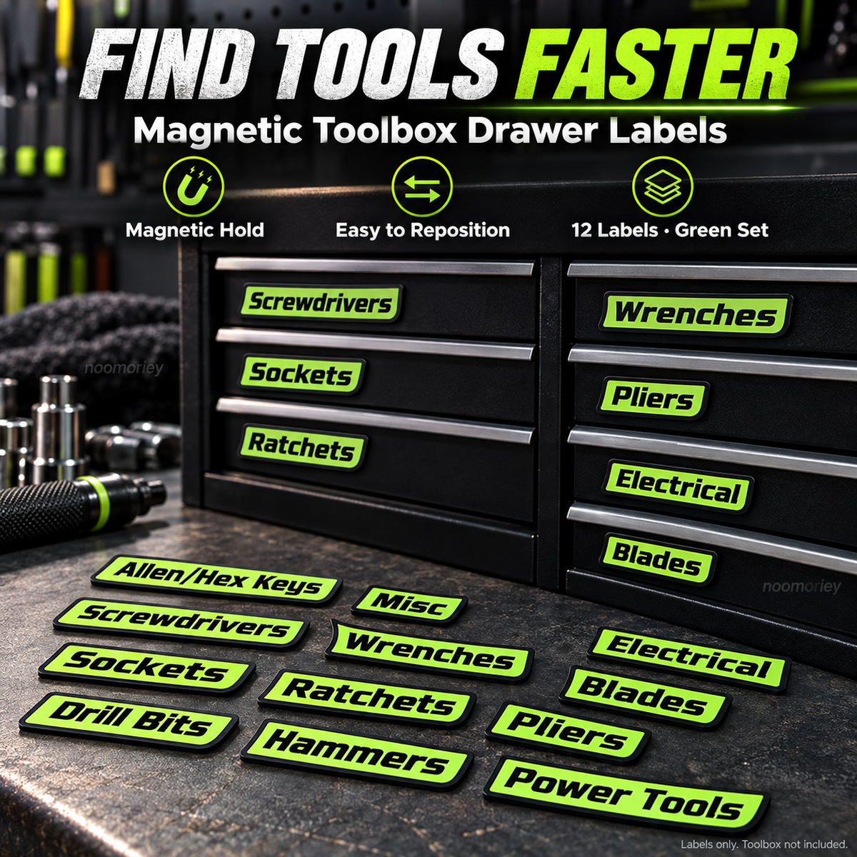 🔧 Magnetic Toolbox Drawer Labels