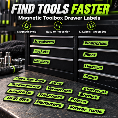 🔧 Magnetic Toolbox Drawer Labels