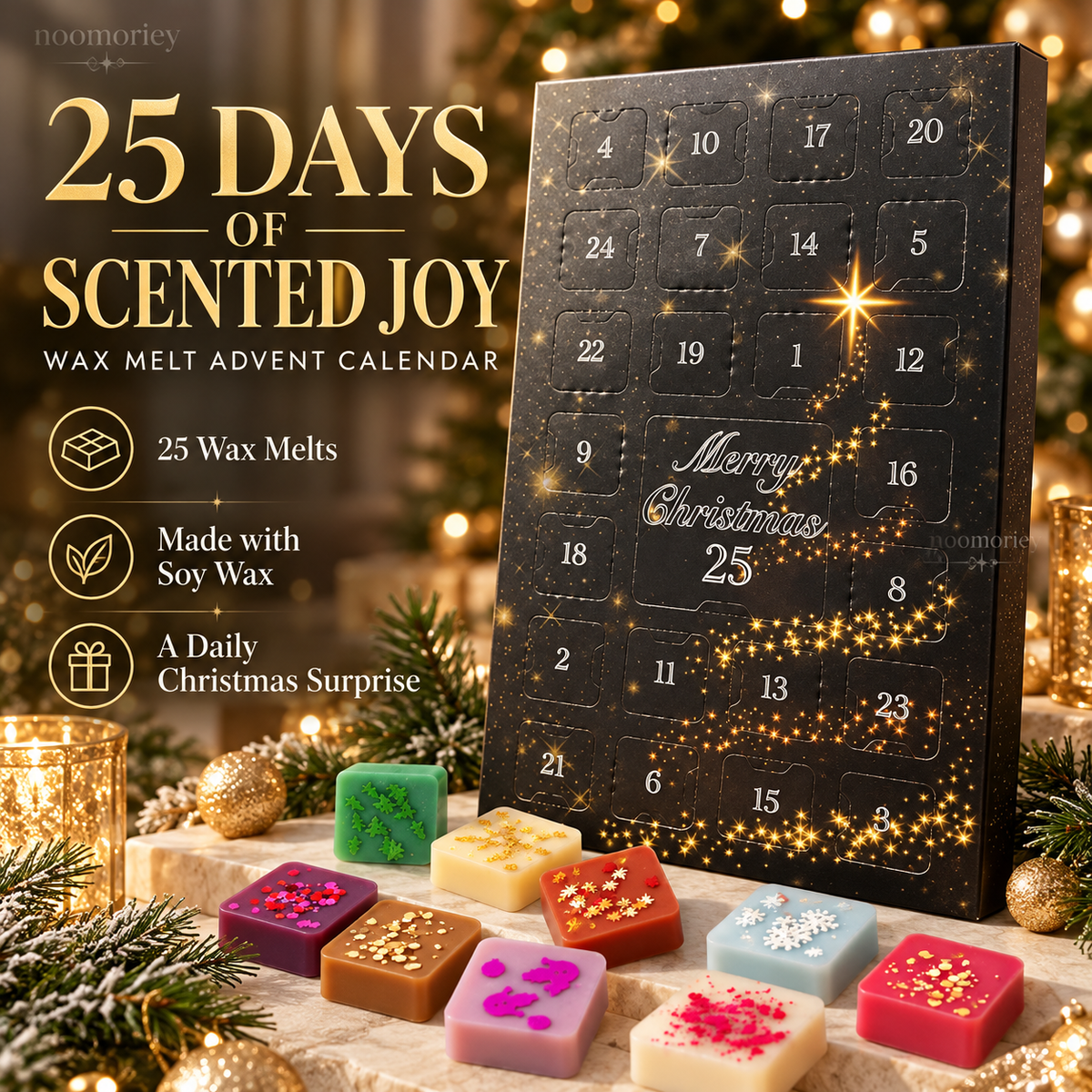⏰Only 50 Left!!!🚨—Available While Supplies Last.🎄 25-Day Luxury Wax Melt Advent Calendar – Scented Soy Wax Surprises for Cozy Christmas Moments !!!🎁