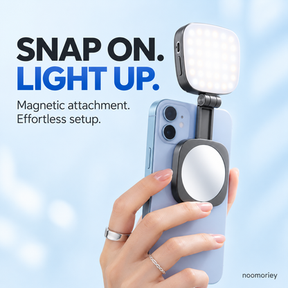 Magnetic Selfie Light with Mirror & Phone Stand