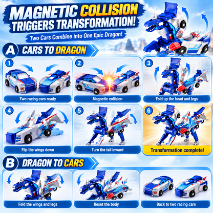 🚗2-in-1 Magnetic Transforming Dragon Car Toy – Racing Car Set！！！