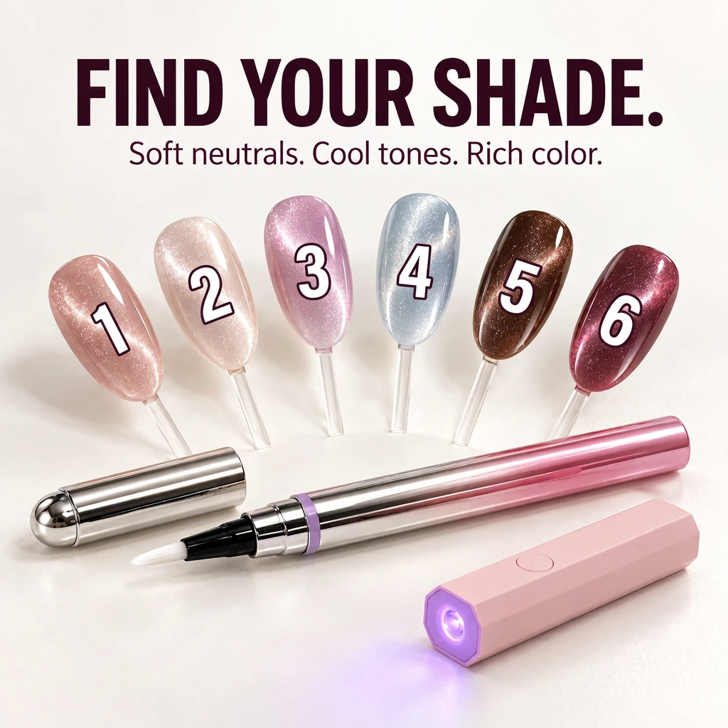 💅 Magnetic Cat-Eye Gel Nail Pen + Mini UV Lamp