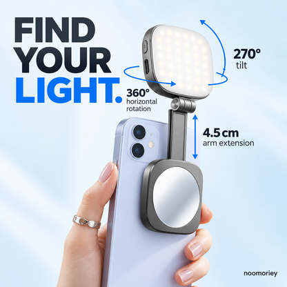 Magnetic Selfie Light with Mirror & Phone Stand