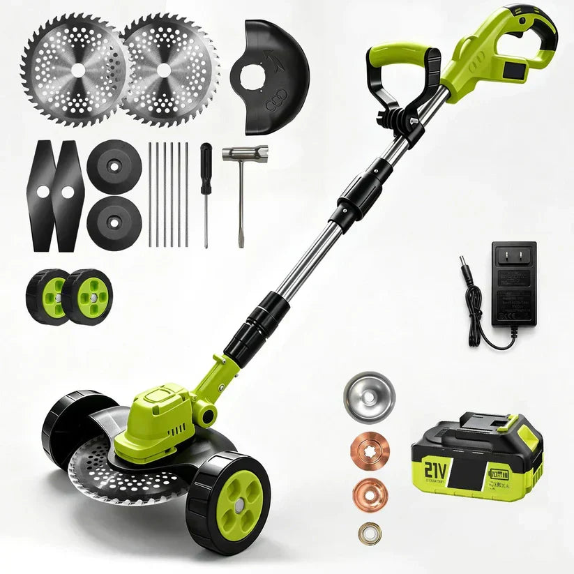 German Precision Craftsmanship 3-in-1 Cordless Lawn Mower with 2×21V Batteries, Eco Emission-Free Electric Grass Cutting Tool